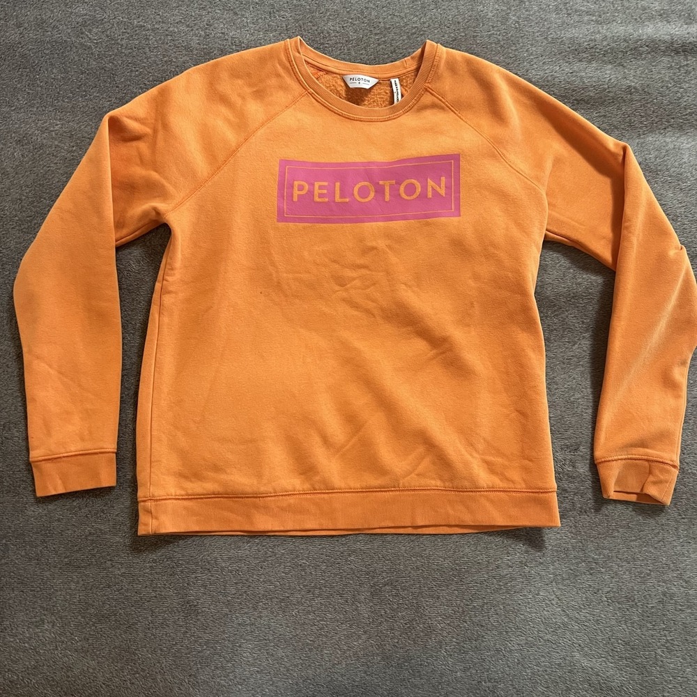 Peloton Pullover Sweatshirt Orange Big Logo Women's Small Excellent Condition